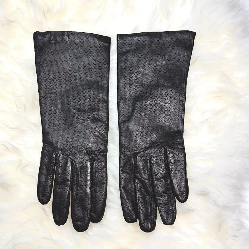 Vintage Brown Leather Gloves Knit Lining Made in Italy Size 6 1/2